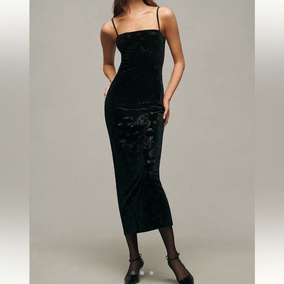 NWT Reformation Elise Velvet Knit Dress in Black - Size XL - Picture 1 of 5